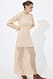 Cream geripptes Maxikleid aus Strickstoff