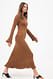 Camel Strick-Maxikleid mit Rüschen und Rundhalsausschnitt