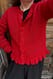 Red Strick-Cardigan aus Wolle-Mix mit Volant