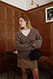 Blue Oversize-Strickpullover aus Wolle mit V-Ausschnitt
