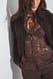 Brown Bluse mit V-Ausschnitt und Spitze