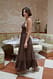 Brown Midikleid aus Leinenmischung mit Trägern