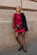 Red langärmeliges Minikleid