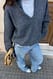 Mid Greymelange Oversize-Strickpullover mit Kragen