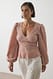 Offwhite Bluse mit weiten Ärmeln und Wickeloptik