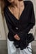 Black Bluse mit Rüschenärmeln und plissierter Taille