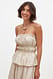 Beige Plissee-Smock-Bandeau-Top