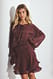 Burgundy Minikleid mit Rüschen und Rüschen an der Taille