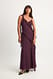 Burgundy Maxikleid mit Rüschenbesatz aus Chiffon