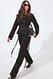 Black Satin-Hose mit Fransendetail