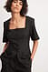 Black Bluse mit kurzen Ärmeln und eckigem Ausschnitt