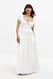 White kurzärmeliges Maxikleid mit Smok-Detail