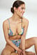 Print gesmoktes Triangel-Bikini-Oberteil