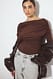 Dark Brown Soft Line drapiertes Langarm-Top