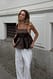Cream Träger-Peplum-Top mit offenem Rücken