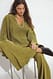 Olive Green Bluse mit V-Ausschnitt