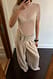 Sand weite Anzughose mit hoher Taille