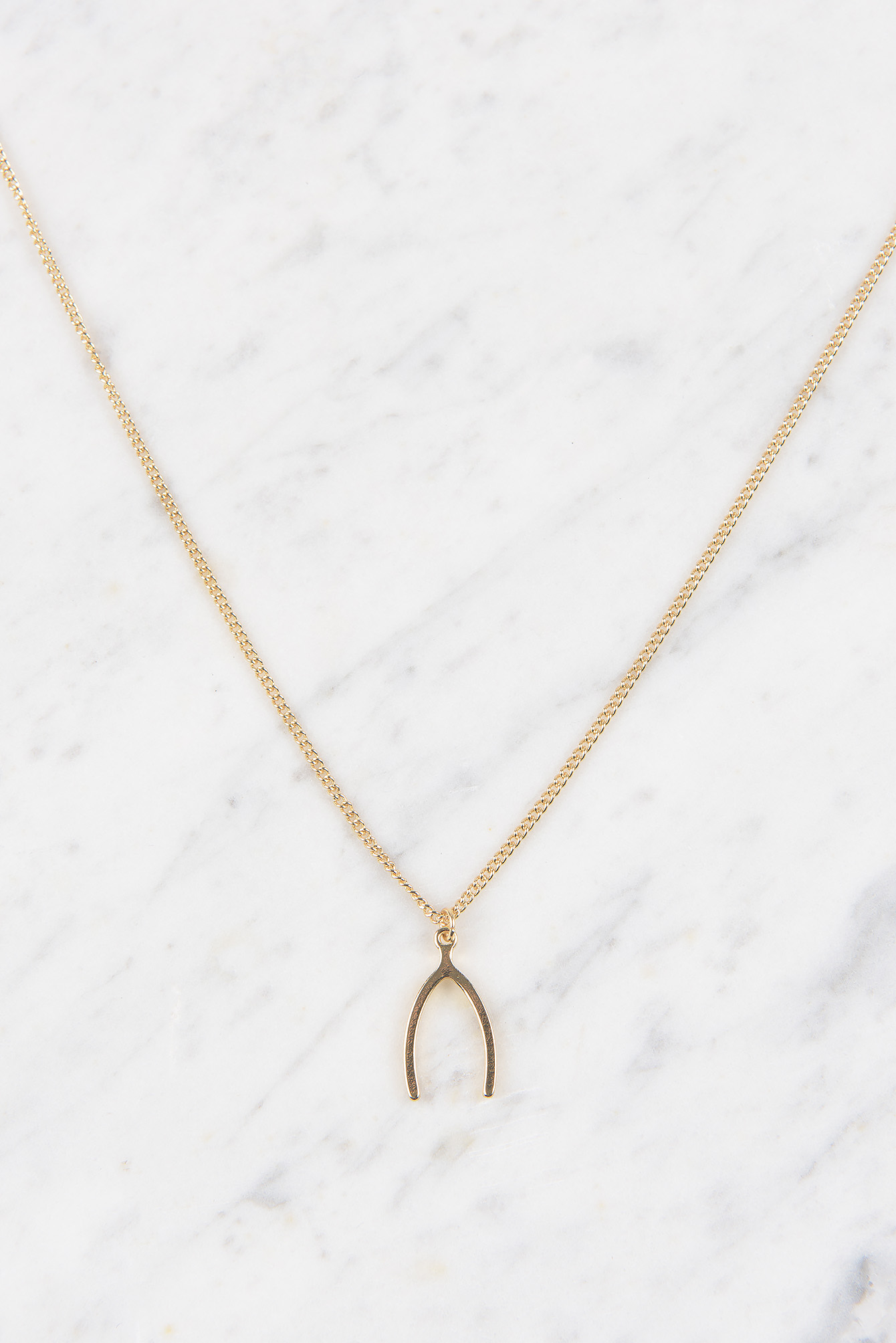Wishbone Necklace Gold NAKD