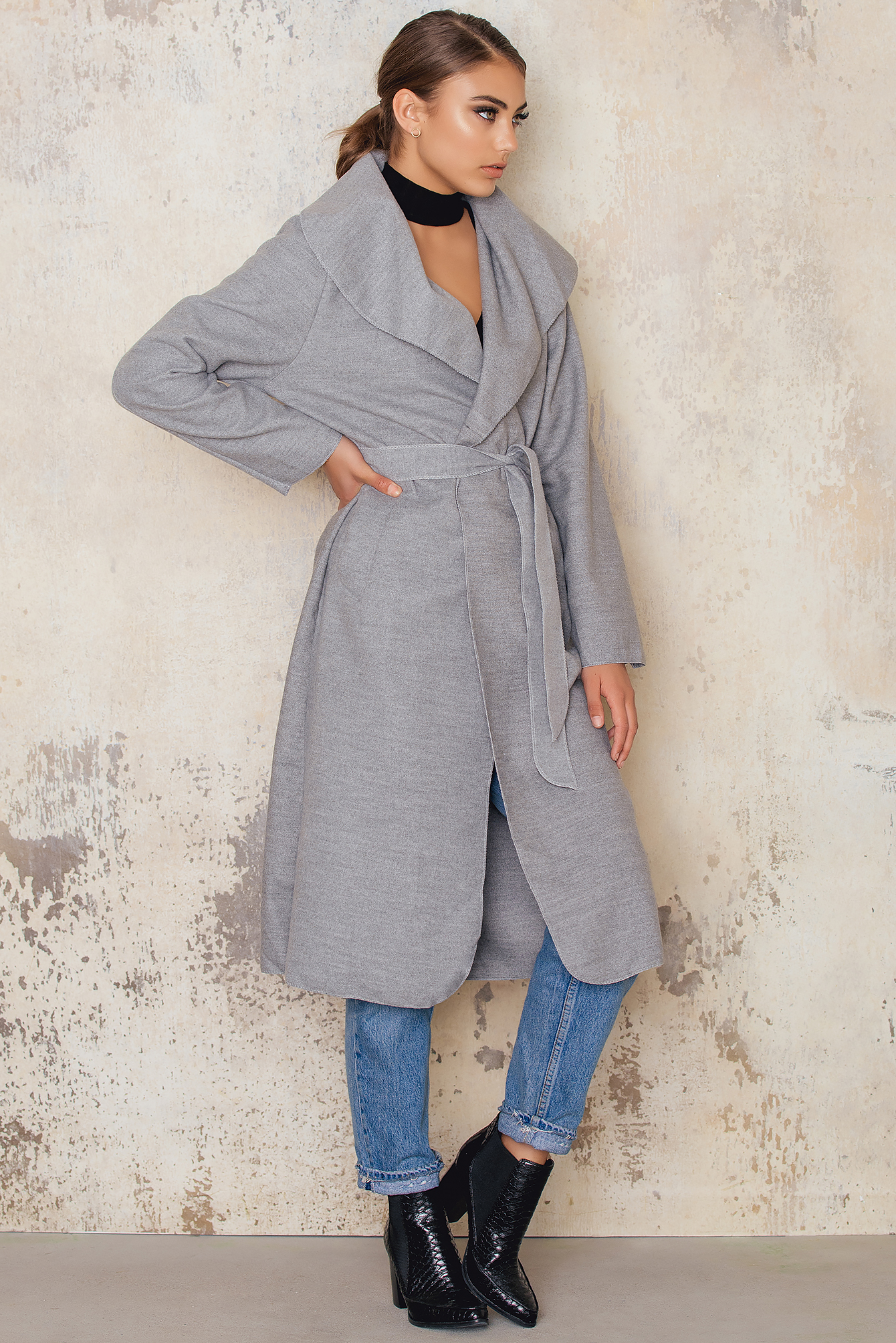 Grey Long Sleeve Coat