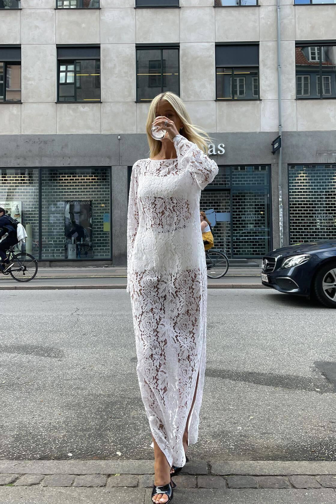Josefine HJ x NA-KD Lace Maxi Dress - White