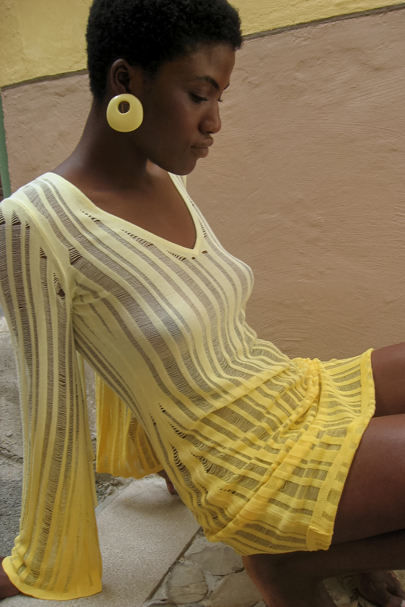 Womens Yellow Long Sleeve Dresses | na 