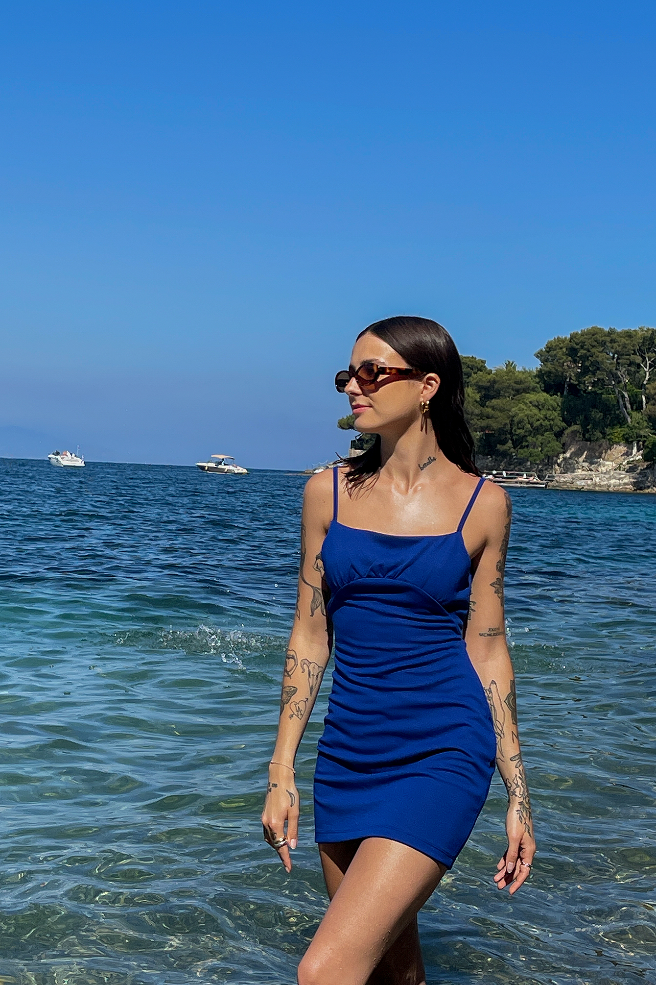 Jerseyjurk met open rug Blauw NAKD