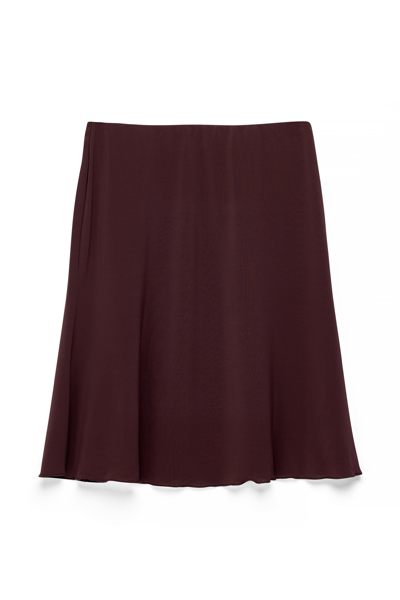 Burgundy Knee Length Jersey Skirt