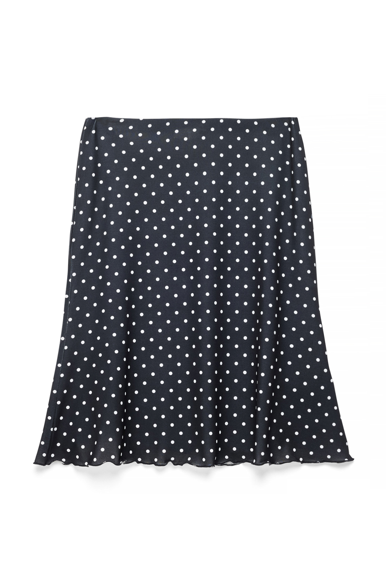 White Dots Knee Length Jersey Skirt