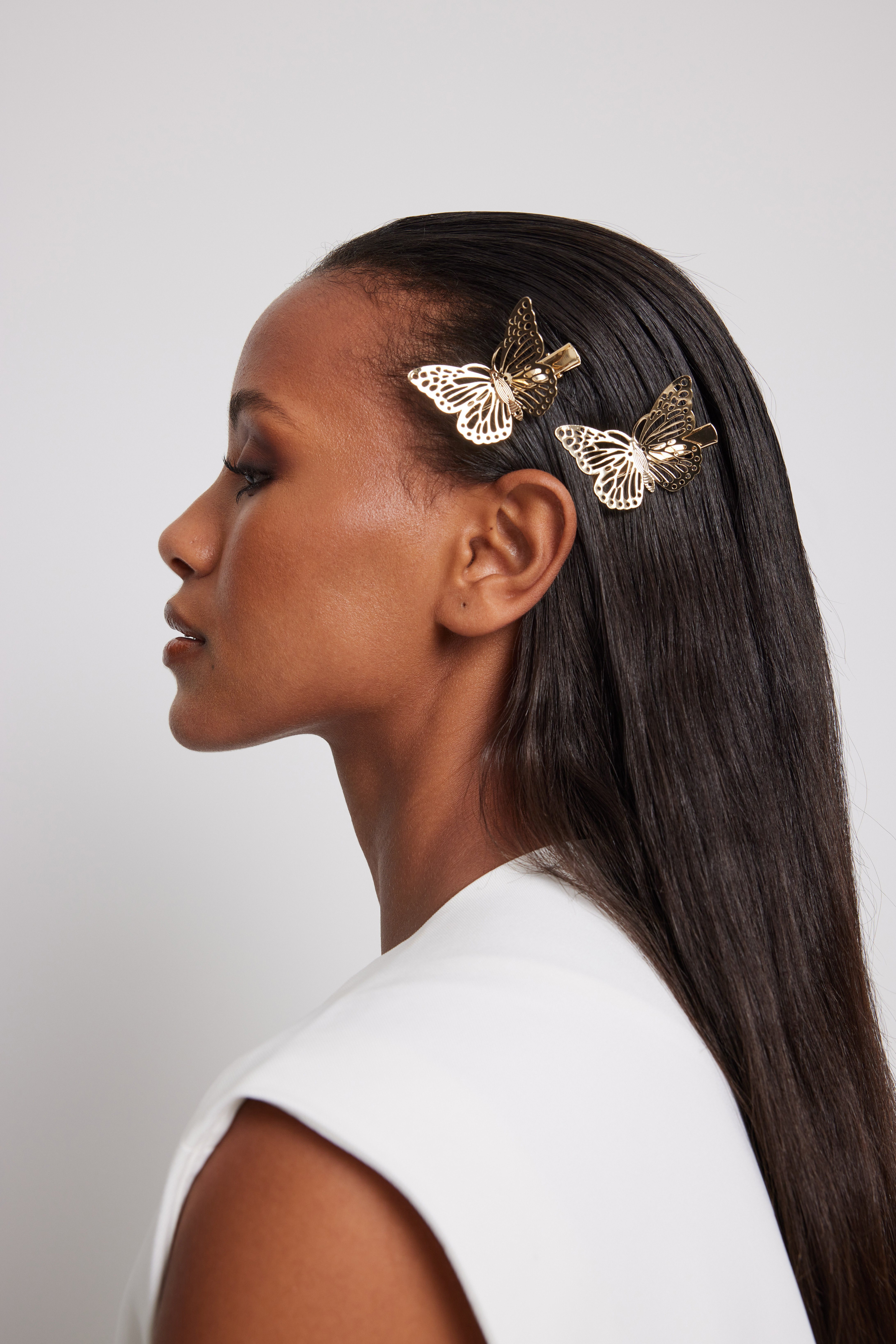 na-kd accessories -  2er-Pack Schmetterlings-Haarspangen - Gold