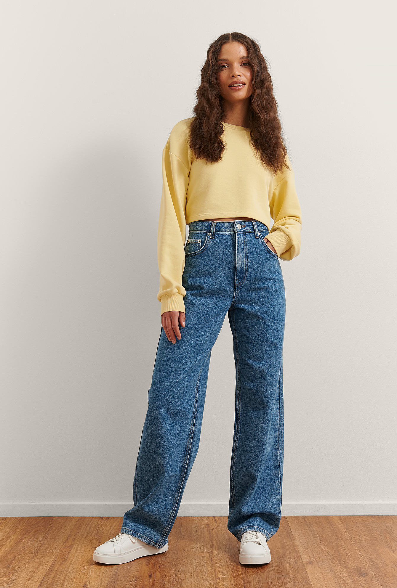 cropped jumper and jeans