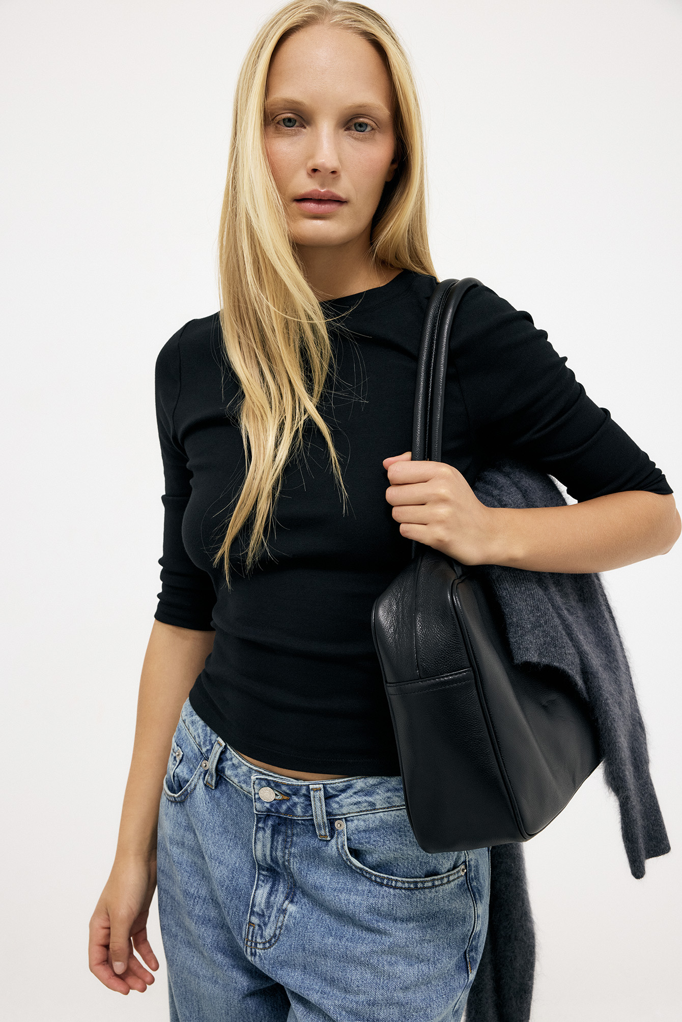 3/4 Jersey Top - Basic Tops - Black - XS - NA-KD / NAKD