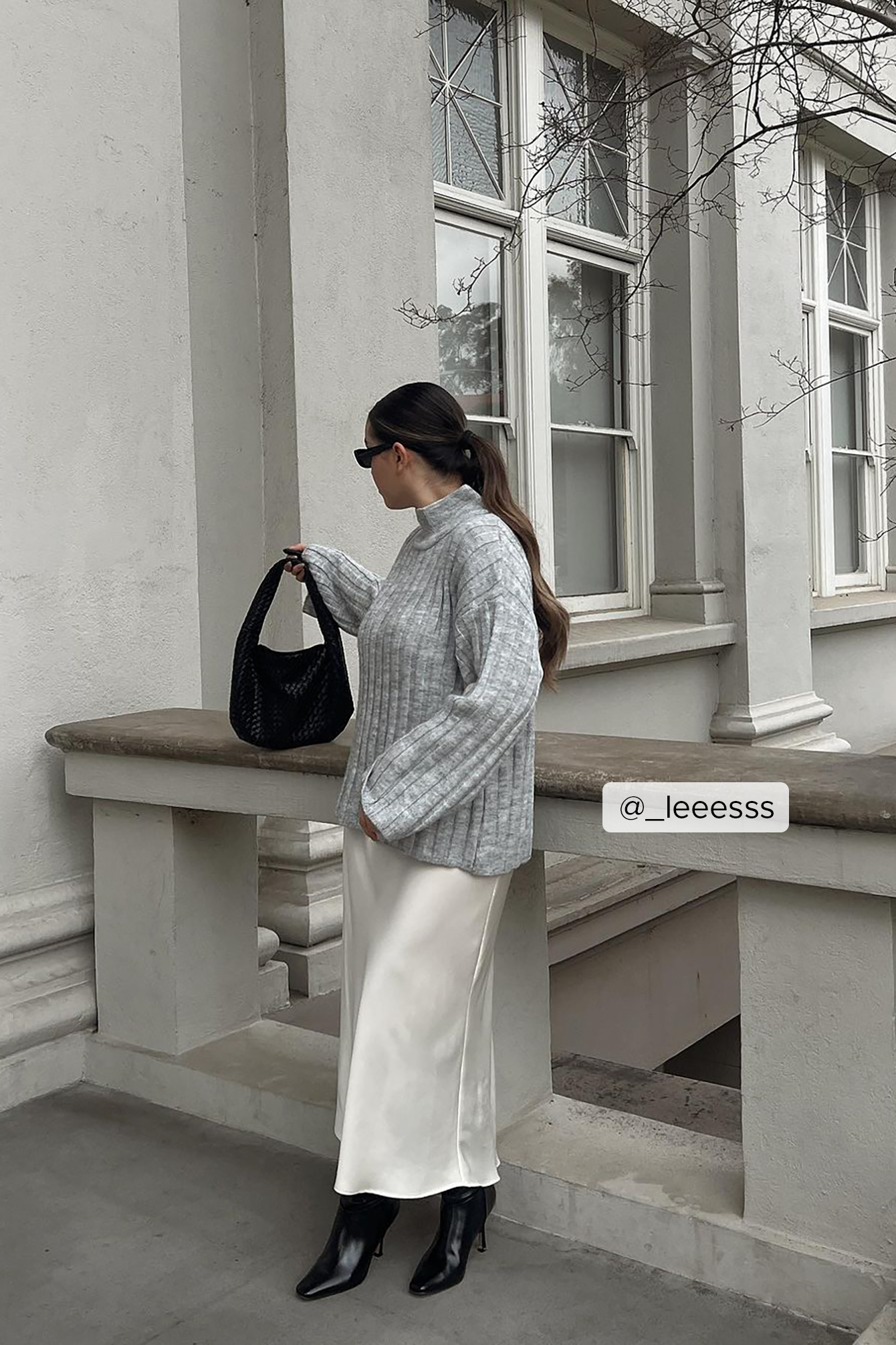 Turtle Neck Knitted Wide Rib Sweater Grey | NA-KD