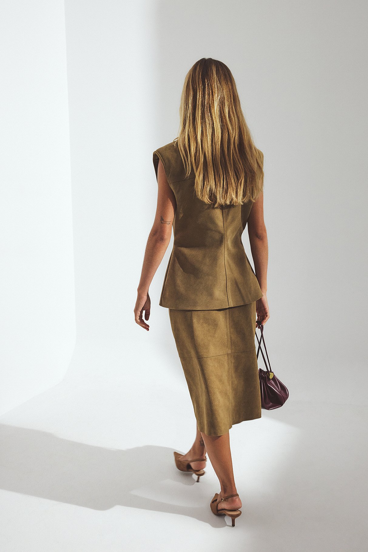 Shpresa x NA-KD A-lijn rok van imitatiesuède - A-lijn Rokken - Beige - EU 38 - NA-KD / NAKD