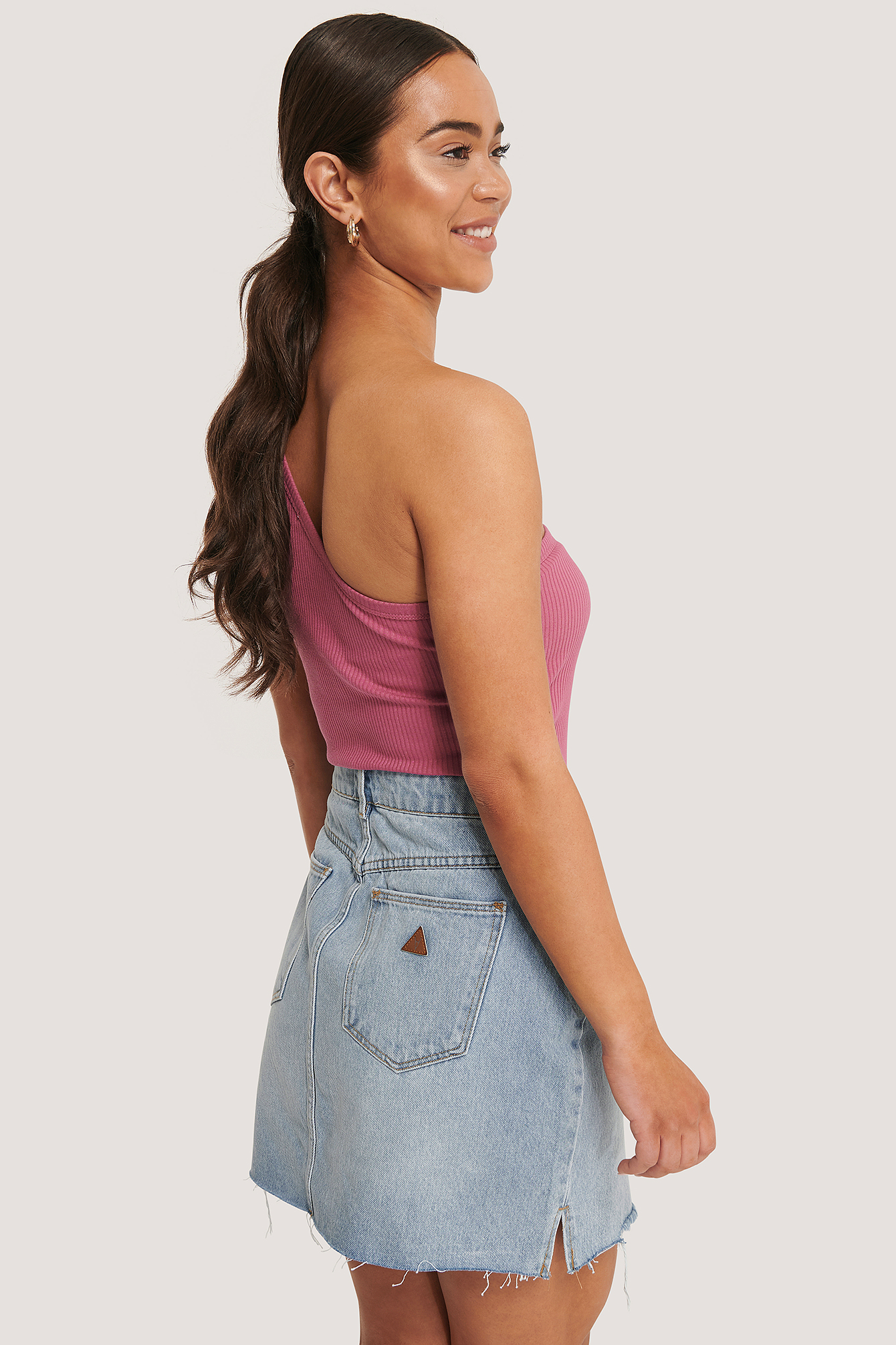 Raw Hem Denim Skirt Blue