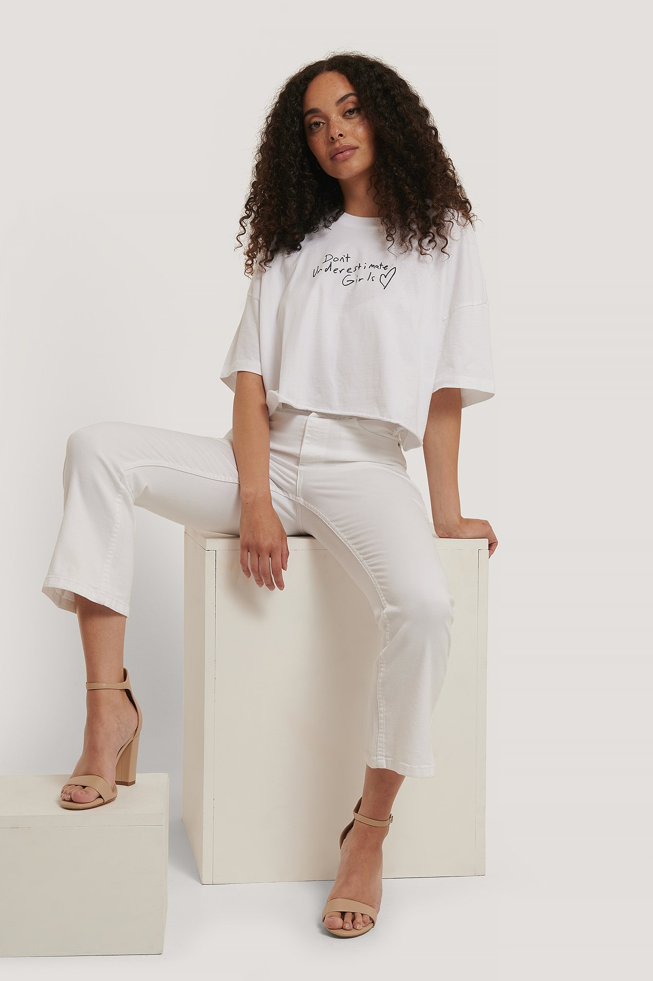 White A Oversized Cropped Tee