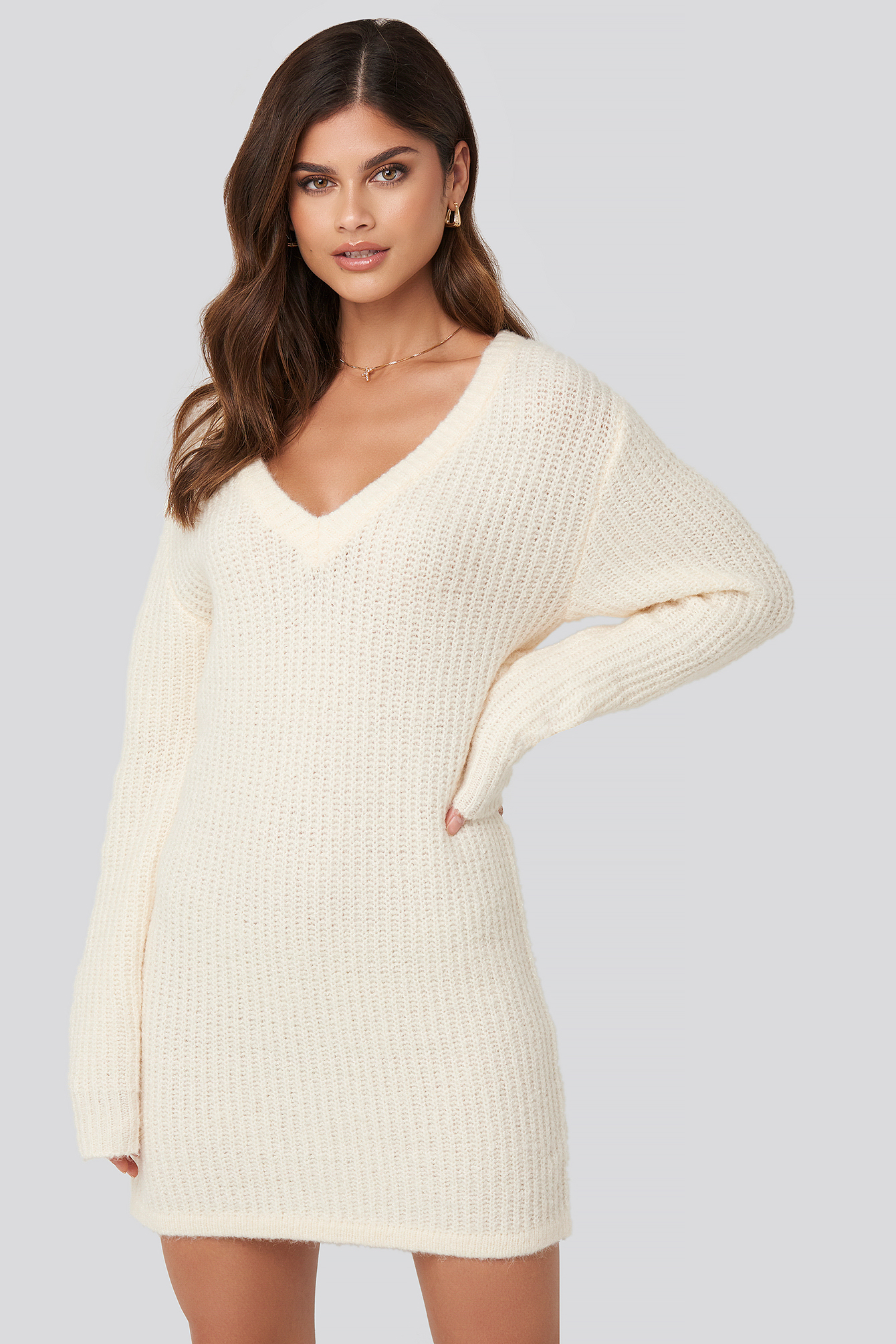 Oversized Knitted Dress White