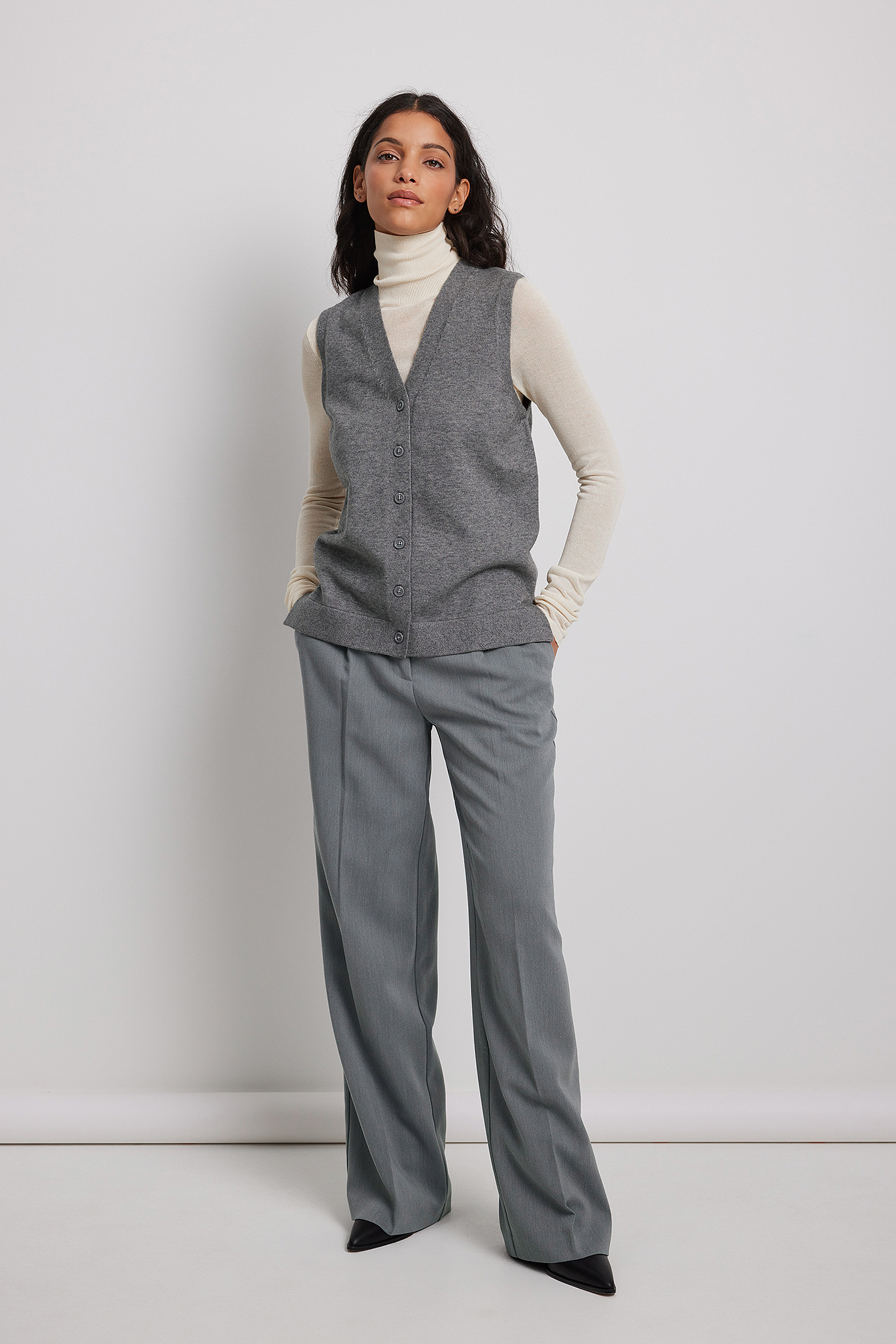 Adjustable Waist Suit Trousers Grey | NA-KD