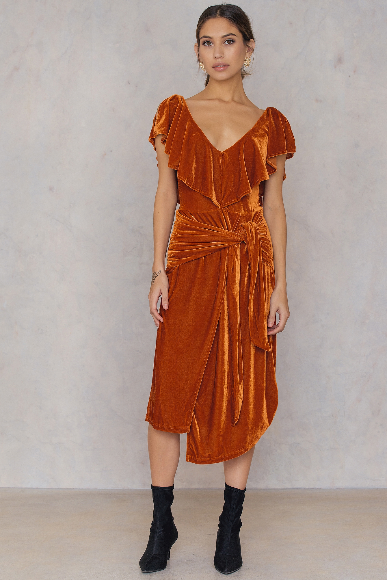 orange copper dress