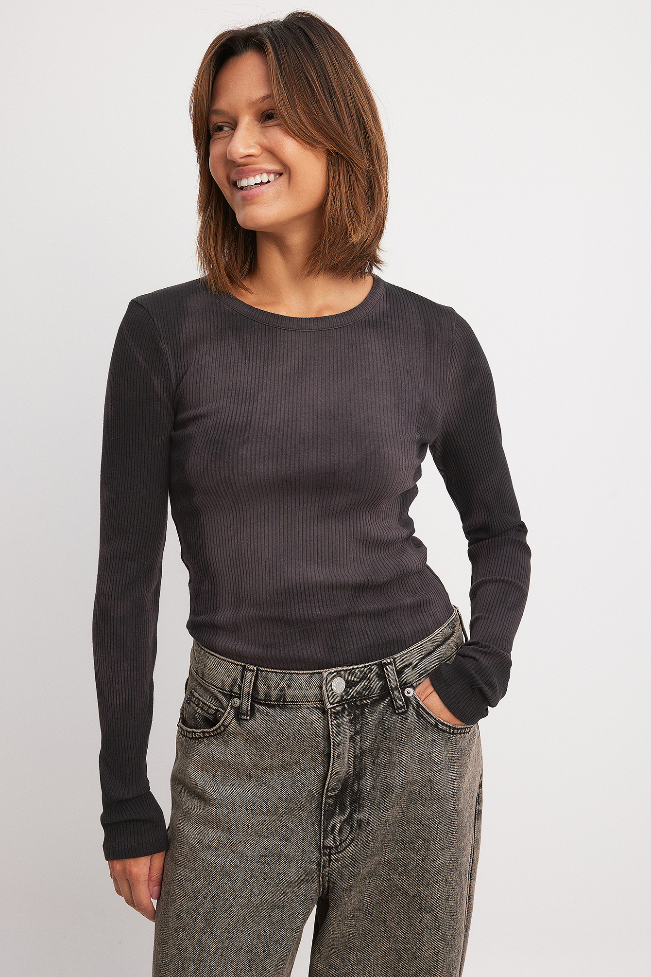 Acid Wash Rib Top Black | NA-KD