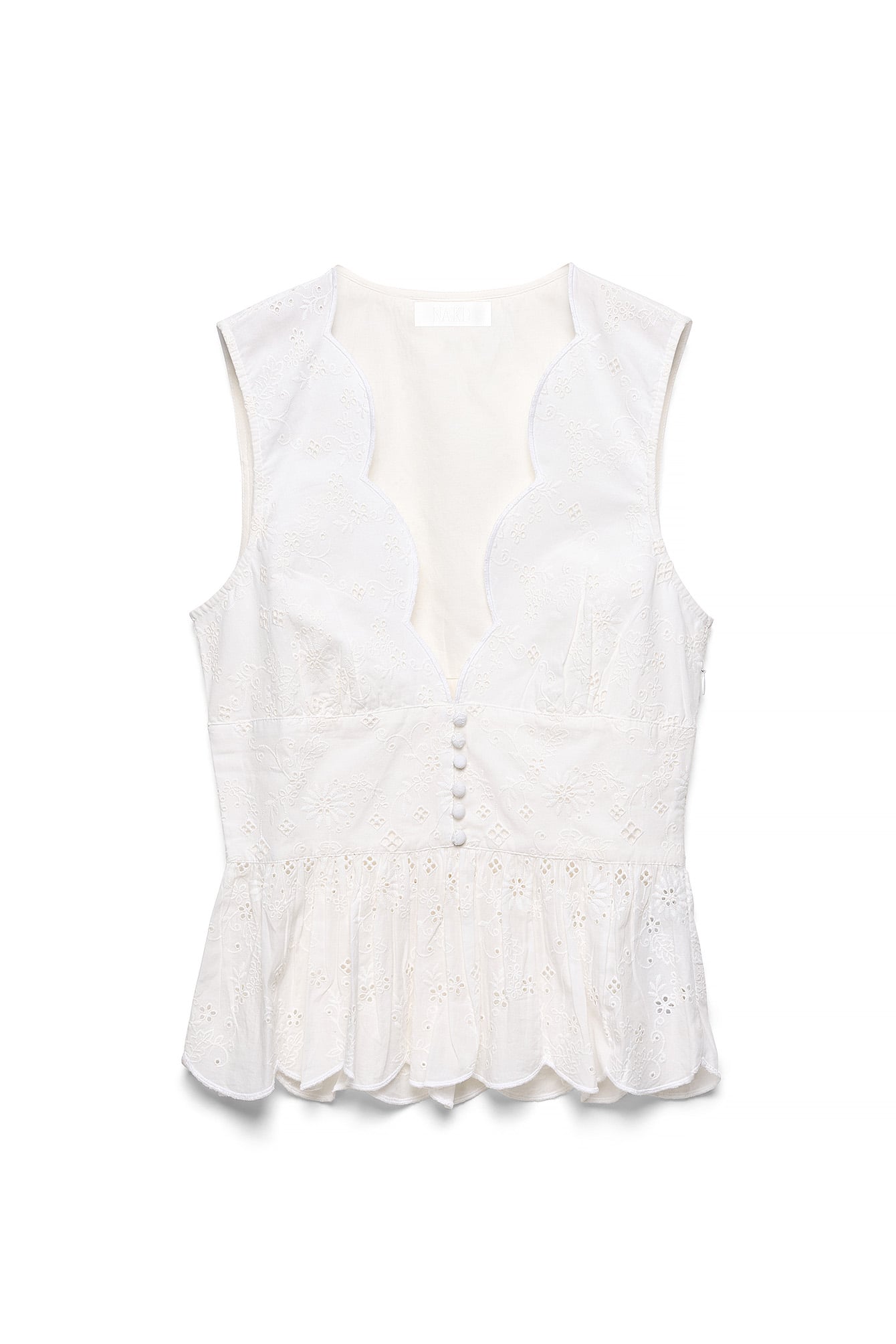 White Anglaise Scallop Edge Top