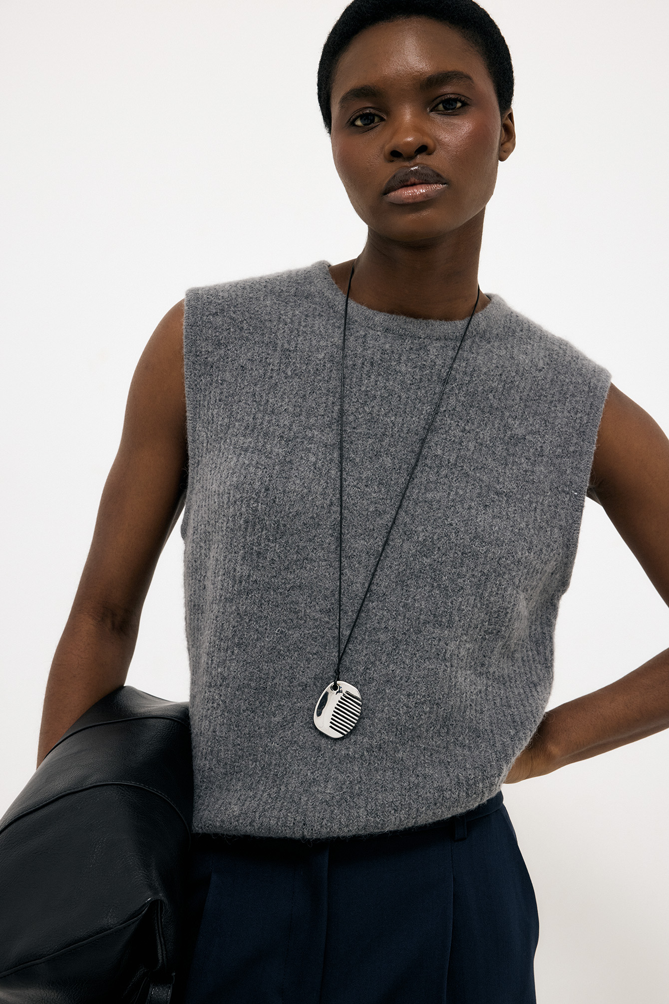Premium Selection Alpaca Blend Knitted Short Sleeve Sweater - Sweaters - Grey - XS - NA-KD / NAKD