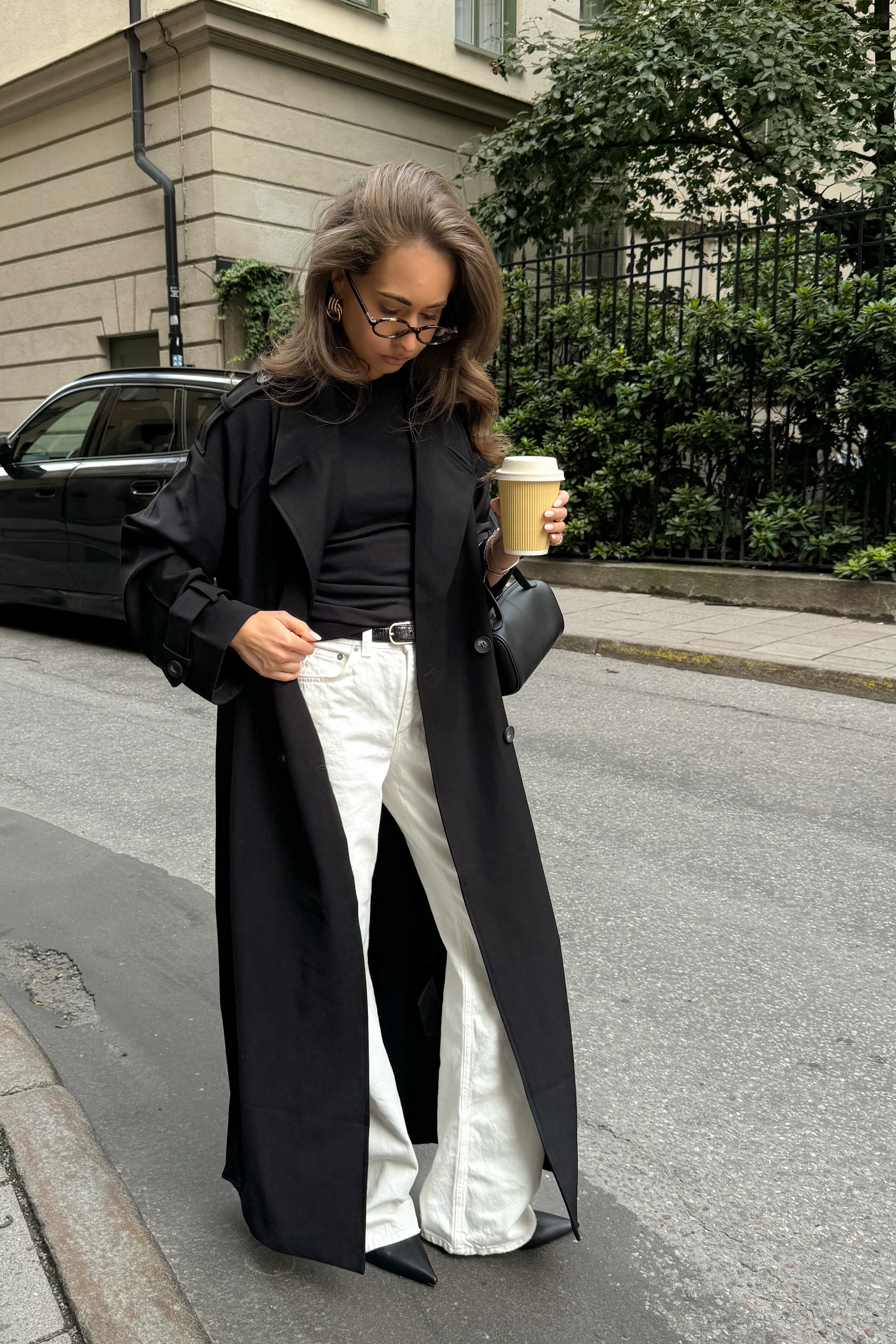 M&s Longline Black Trench Coat Long Trenchcoat Black NA-KD