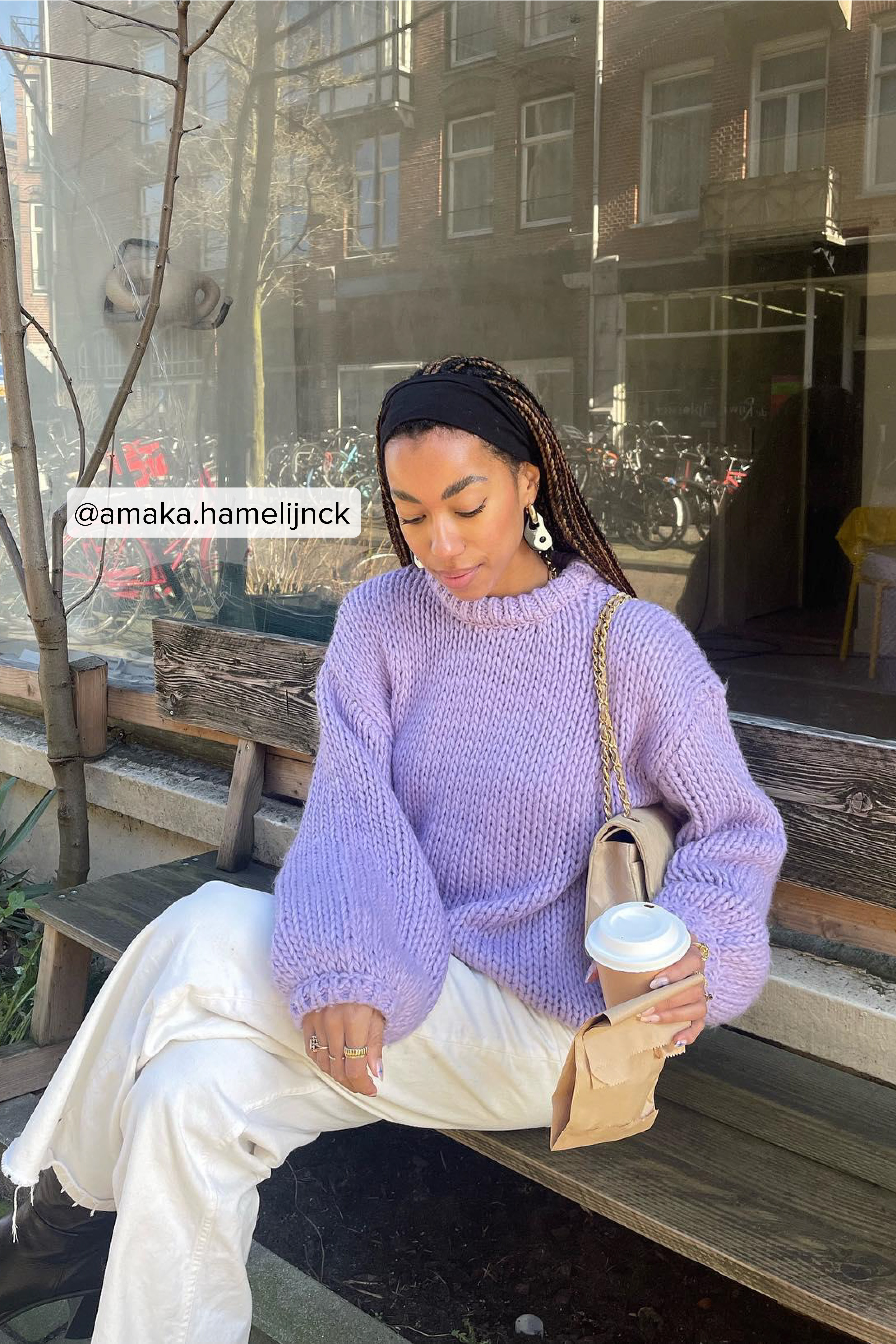 Amaka & Fia Hamelijnck x NA-KD Oversized Knit Sweater - Purple