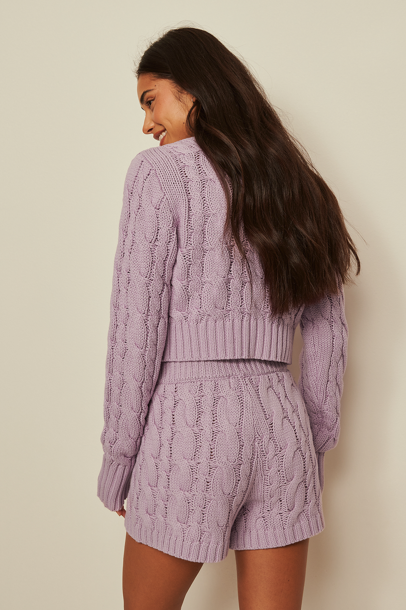 Dusty Light Purple Cable Knitted Jumper