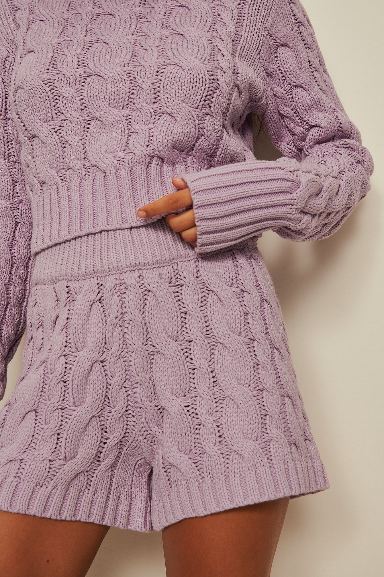 Dusty Light Purple Cable Knitted Jumper