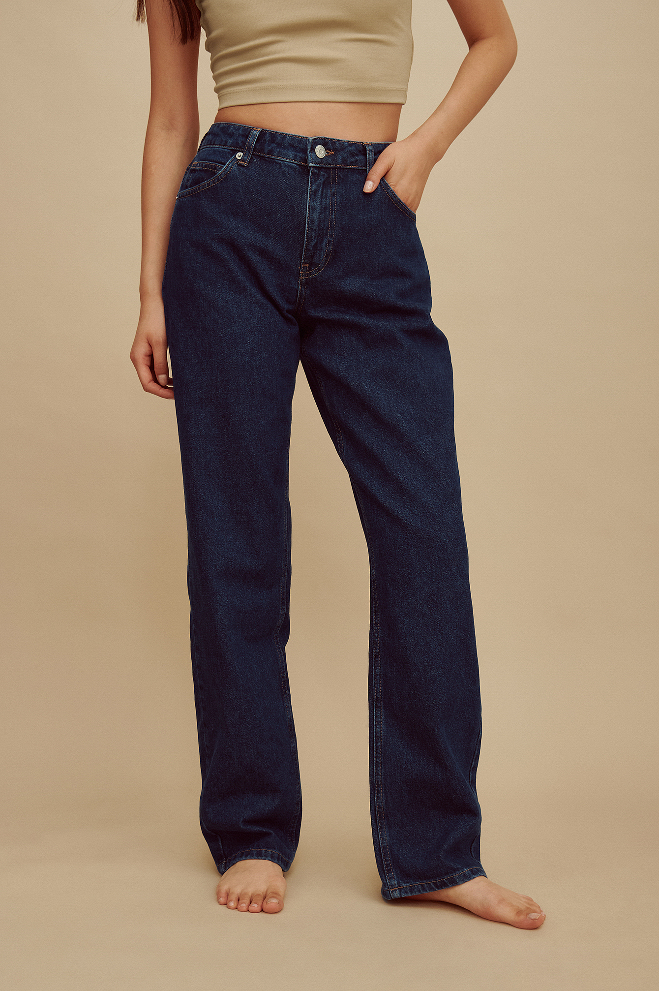 Organic Mid Rise Jeans Blue | na-kd.com