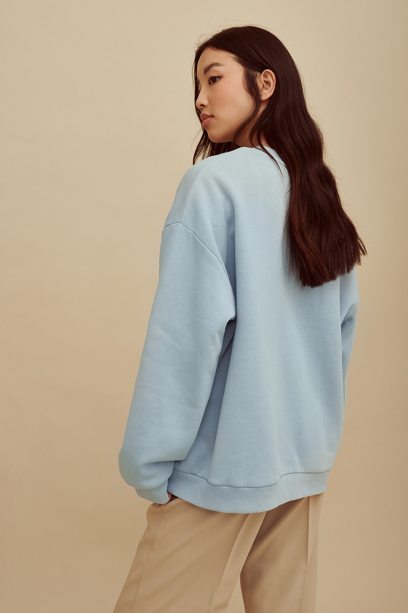 Dusty Blue Organic Oversized Embroidered Sweater