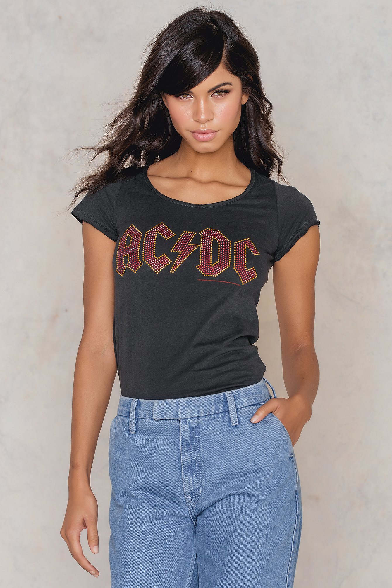 ACDC Ladies Classic Logo T-Shirt Grey | NA-KD