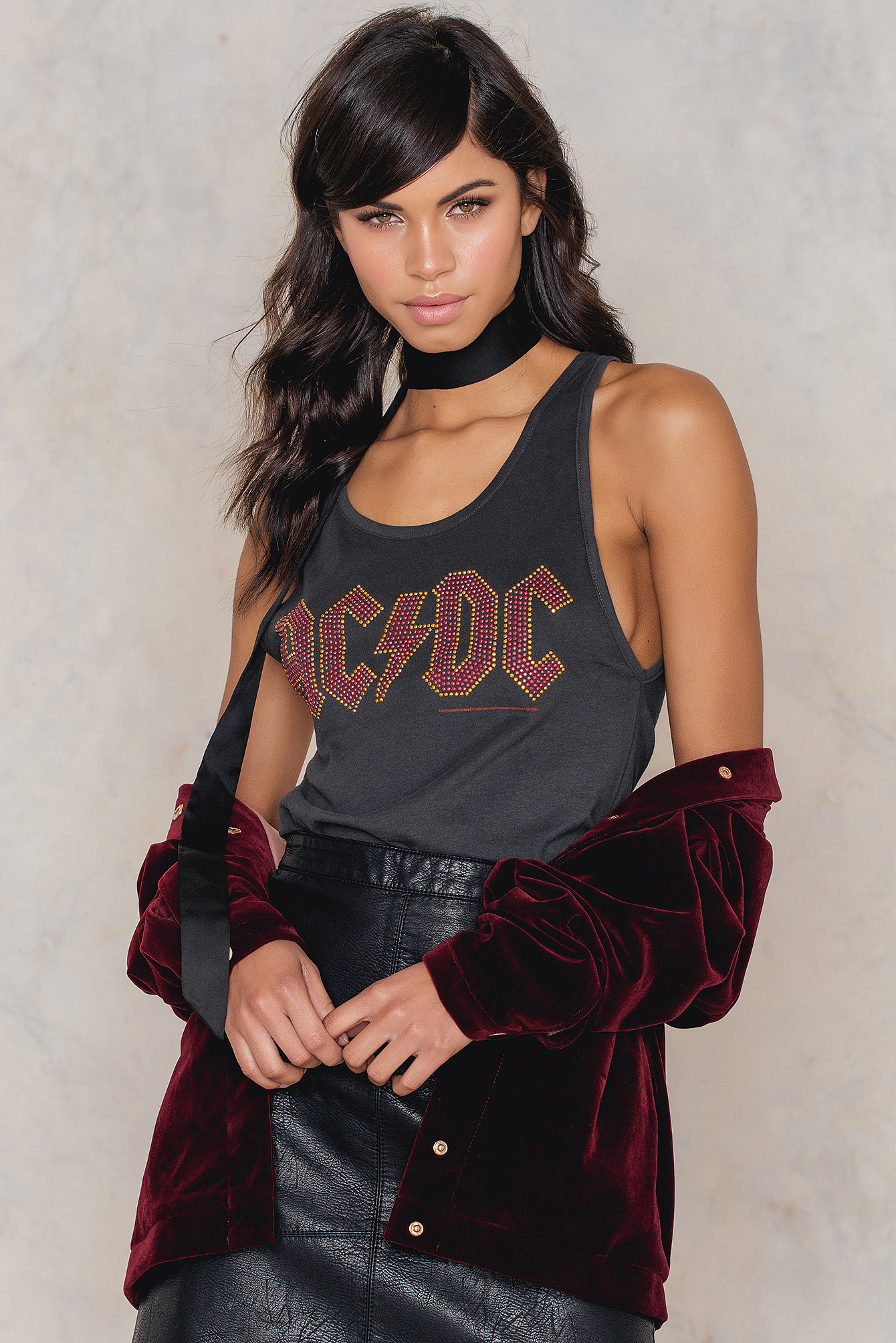 ACDC Ladies Classic Logo Top Black | NA-KD