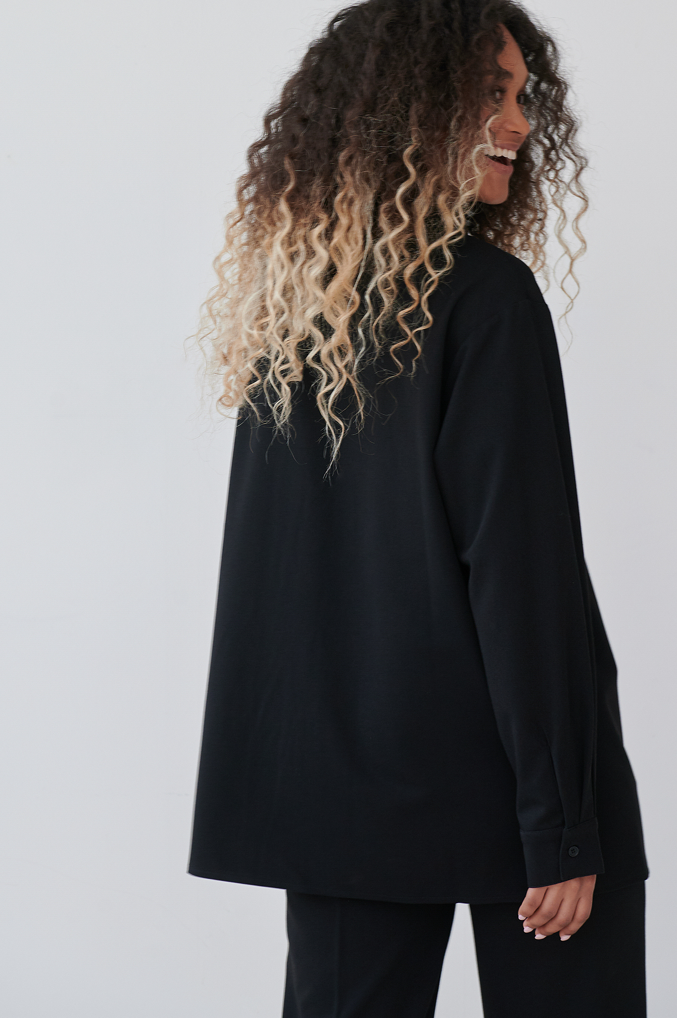 Dropped Shoulder Oversized Shirt Black 